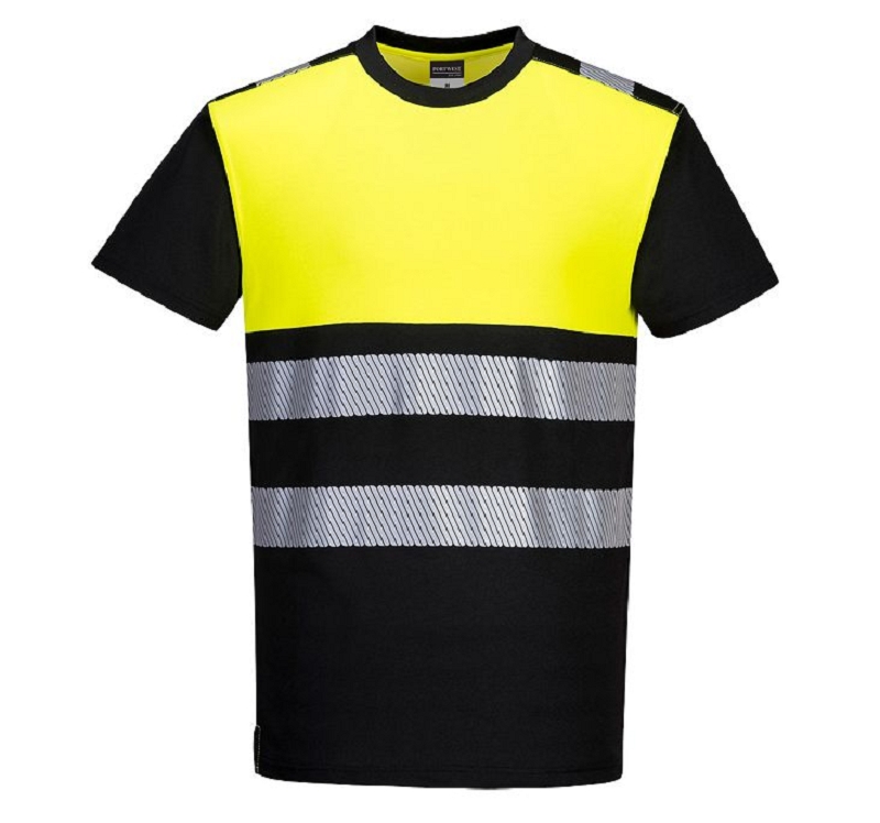 T-SHIRT HV NOIR/JAUNE PW311 XS à 4XL