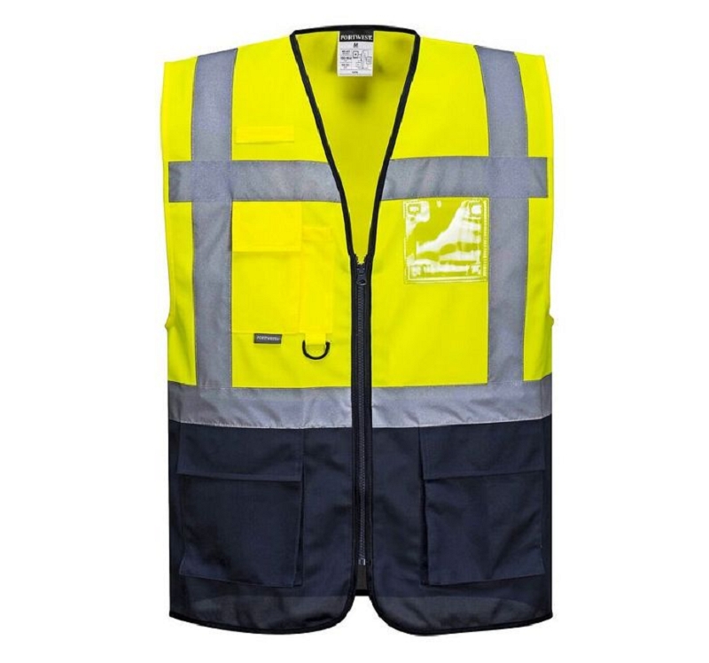 GILET HV JAUNE/MARINE C476