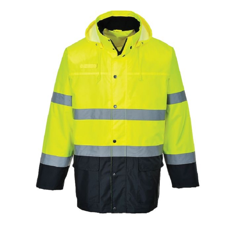 VESTE PLUIE HV JAUNE/MARINE S-3XL