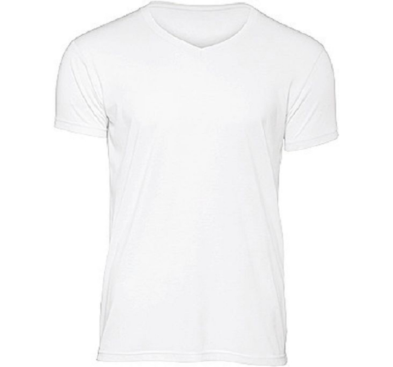 T-SHIRT COL V BLANC T S à 3XL